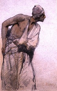 Egy arab paraszt (ceruza és akvarell mosás papíron) alkotó: Carl Haag