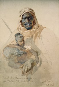 Bachist, egy Howazeen Bedawee és Mabzookh, az ő kisfia, 1859 (ceruza- és WC-mosás papíron)