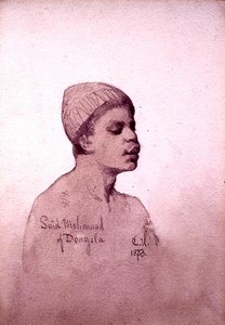 Said Mohamad of Dongola (Szudán) 1873 (ceruza és mosás papíron) alkotó: Carl Haag