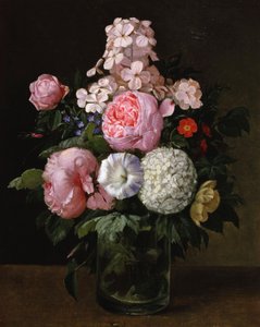 Csendélet rózsaszín rózsából és hortenziából. Carl Henrik Koch Moller (1845-1920) festménye Magángyűjtemény. alkotó: Carl Henrik Koch Moller