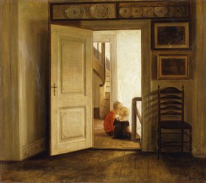 Gyermekek egy belső térben alkotó: Carl Holsoe