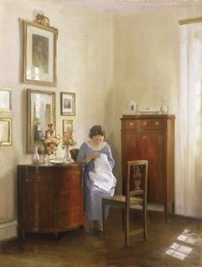 Belső varrónővel, 1910 körül alkotó: Carl Holsoe