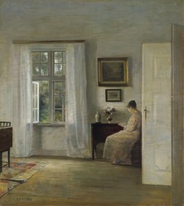 The Reader par Holsoe, Carl (1863-1935), - Olaj, fa, 70x62,5 - Magángyűjtemény alkotó: Carl Holsoe