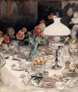 Az esti lámpa körül alkotó: Carl Larsson