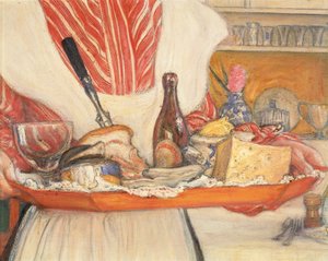 Háziasszony, reggelizőtálca, részlet alkotó: Carl Larsson