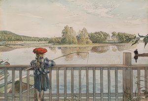 Lisbeth horgászat. 1895 körül alkotó: Carl Larsson