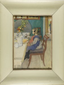 A kis hazugság-ágy szomorú reggelije alkotó: Carl Larsson