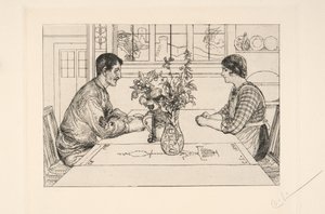 Önarckép rézkarcolóként alkotó: Carl Larsson