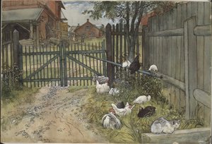 A kapu. Az Egy otthon című sorozatból (26 akvarell) alkotó: Carl Larsson