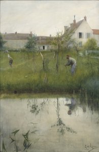 Az öreg és az óvoda kertje, 1883 (wc papíron) alkotó: Carl Larsson