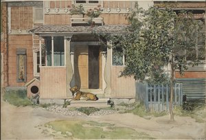 A veranda. Az Egy otthon című műből (26 akvarell) alkotó: Carl Larsson