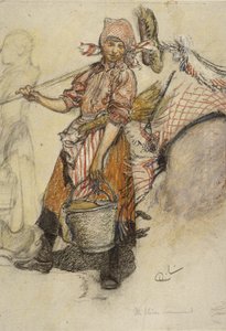 Mosónő (pasztell papíron) alkotó: Carl Larsson