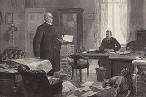 Bismarck diktálja emlékiratait (metszet)