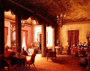Alexandra cárnő szalonjának belseje a Villa des Herzogs Serradifalcóban, Palermóban alkotó: Carl Ludwig Rundt