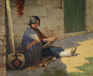Hopi kosárkészítő (olaj, vászon)