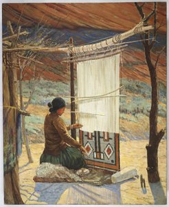 Navaho Weaver, Canyon de Chelly, Navaho Reserve (olaj, vászon a panelre szerelve)
