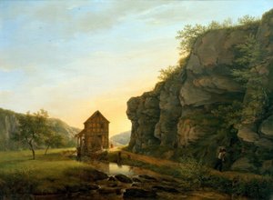 A forgácsoló malom a Lorsbacher Talban a Teufelsfelsenen alkotó: Carl Morgenstern
