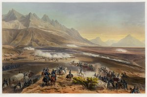Buena Vista-i csata, az Egyesült Államok és Mexikó közötti háborúból, pub. 1851 (színes litográfia)