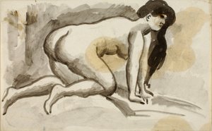 Női akt kézzel és térden alkotó: Carl Newman