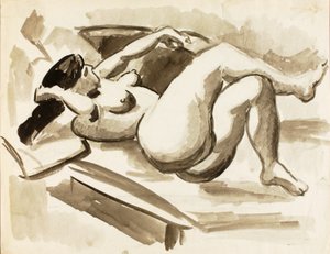 Fekvő női akt keresztbe tett lábakkal alkotó: Carl Newman