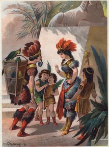 A fekete vadász lakattal zárja Papageno száját, hogy megbüntesse, amiért hazudik és eladta magát, amiért a királynő előtt megölte a kígyót. Illusztráció: Carl Offterdinger (1829-1889) „Az elvarázsolt fuvola” c. (Die Zauberflote, flauto magico, The Ma