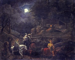 Lovag a szénégető kunyhója előtt alkotó: Carl Philipp Fohr