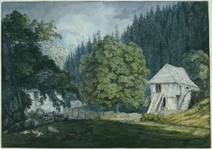 Schneidemühle a Beuerner Thale-ben (8. lap a Baden környéki vázlatfüzetből)