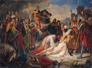 Anjou-i I. Károly Manfred testén az 1266. február 26-i beneventói csata után