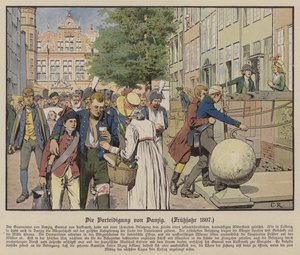 Polgárok segítettek porosz sebesülteken Danzig védelme során, 1807 tavasza (színes litó) alkotó: Carl Röchling