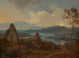 Folyói táj templomromokkal