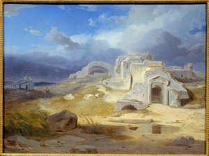 Arkhimédész sírja Syracusában. Carl Rottmann festménye (1798 - 1850) Ec. Összes.