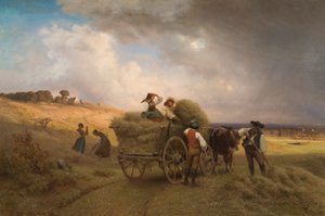 Széna felhajtó egy közeledő zivatarral alkotó: Carl Schlesinger