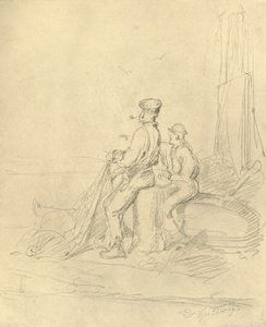 Am Strande, 19. század közepe-vége, 1924 körül. alkotó: Carl Spitzweg