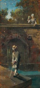 Gáláns jelenet egy folyami hídnál alkotó: Carl Spitzweg