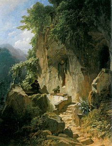 Zenélő remete a rock remete előtt alkotó: Carl Spitzweg