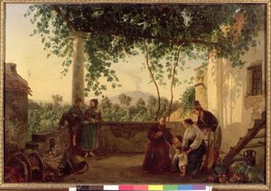 Egy ház terasza Nápoly közelében, kilátással a Vezúvra, 1833