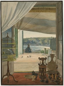 Régiségek a Nápolyi-öbölre néző erkélyen alkotó: Carl Wilhelm Götzloff