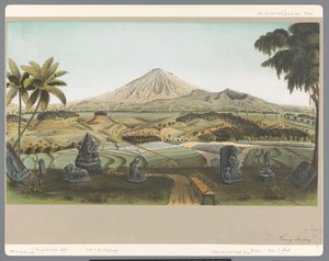 Kilátás a Sumbing-hegyre a Java-n