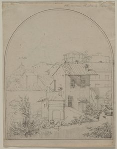 Kilátás az ablakomból Rómában recto Katona tájban verso, c. 1817. alkotó: Carl Wilhelm Tischbein