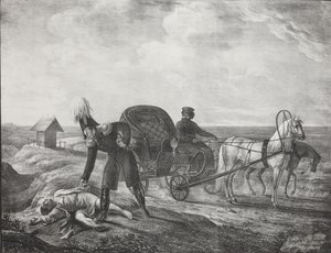 I. Sándor császár egy rászorulónak segít, 1820. alkotó: Carl von Hampeln