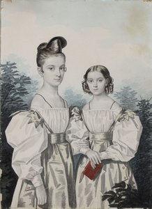 Anna Petrovna 1822-1905 és Elena Petrovna 1824-1860 nővérek portréja Ushakov, 1830-as évek.