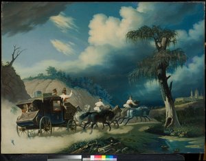 Trojka zivatar idején, 1830-as évek. alkotó: Carl von Hampeln