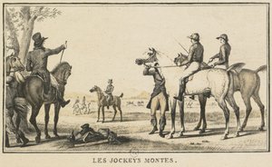 Versenyjelenetek: A zsoké a lóversenyen ülve: A zsoké a lóra ülve. alkotó: Carle Vernet