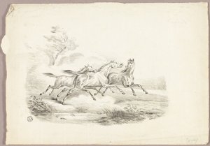 Három ló fut alkotó: Carle Vernet