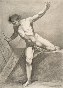 An Académie: Egy deszkára támaszkodó, lépkedő ember, 1742-43. alkotó: Carle van Loo
