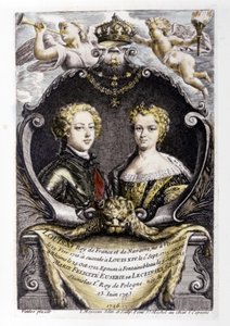 XV. Lajos és Lecsinszka Mária: XV. Lajos (15 éves) és Lecsinszka Mária (22 éves).... alkotó: Carle van Loo