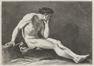 Ülő férfi fejjel a kezében alkotó: Carle van Loo