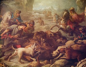 Medvevadászat (olaj, vászon) alkotó: Carle van Loo