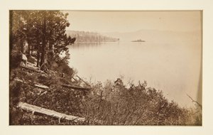 Négy vasúti jelenet és négy kilátás a Tahoe-tóra: Tahoe-tó az Artist Rockstól alkotó: Carleton E. Watkins