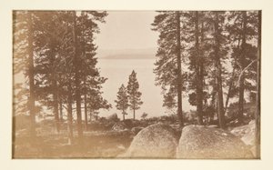 Négy vasúti jelenet és négy kilátás a Tahoe-tóra: Tahoe-tó Warm Springsből alkotó: Carleton E. Watkins